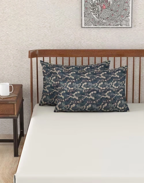 Blue Nazrana Cotton Pillow Cover | Set of 2