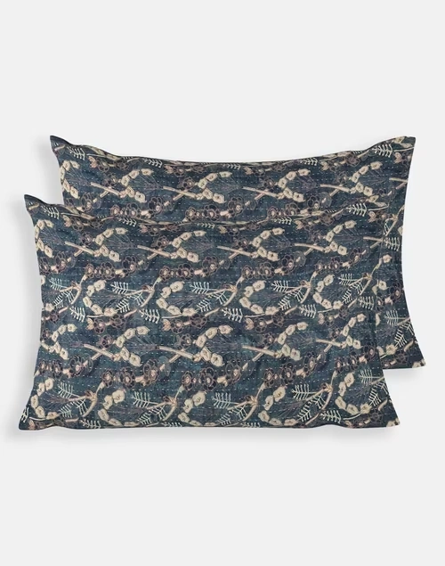 Blue Nazrana Cotton Pillow Cover | Set of 2