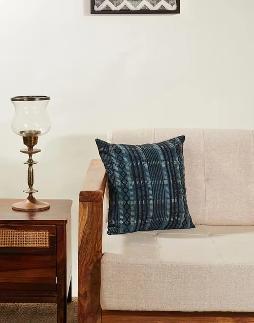 Black-Indigo Cotton Raniza Cushion Cover