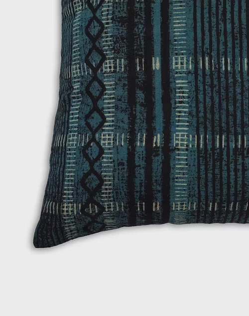 Black-Indigo Cotton Raniza Cushion Cover