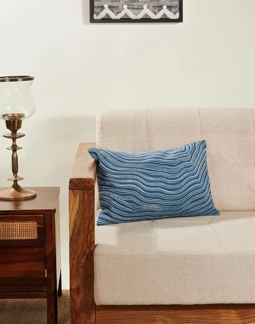 Blue Mehrish Cotton Cushion Cover