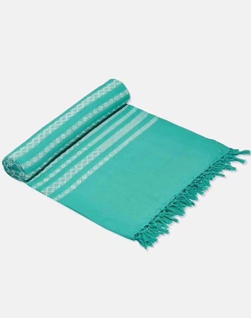 Teal Azar Cotton Double Bed Cover 4 Teal Azar Cotton Double Bed Cover