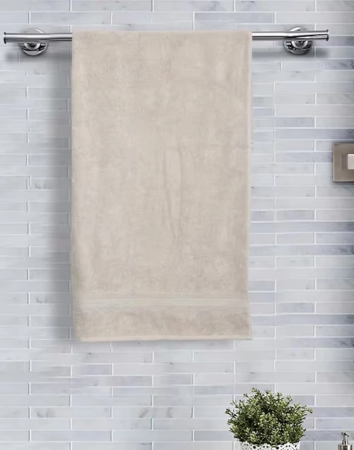 Beige Cotton Sancha Pile Woven Hand Towel