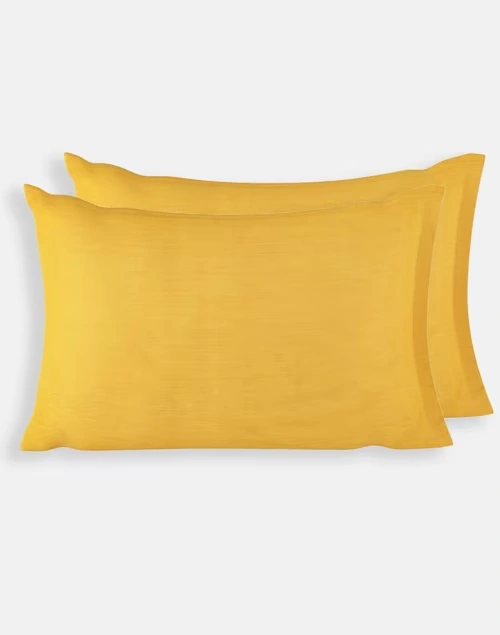 Yellow Cotton Pillow Cover Set Of 2