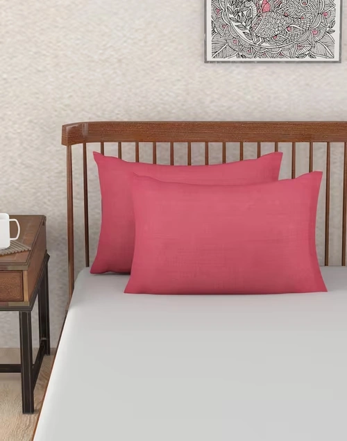 Pink Cotton Pillow Cover Set Of 2