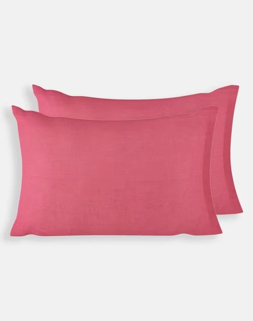 Pink Cotton Pillow Cover Set Of 2