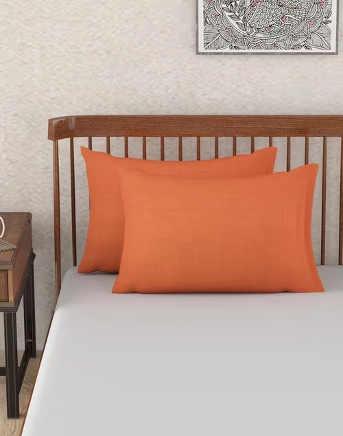 Orange Cotton Pillow Cover Set Of 2