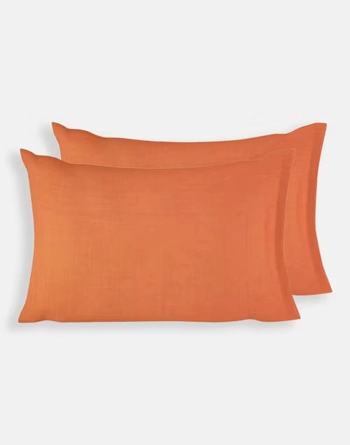 Orange Cotton Pillow Cover Set Of 2