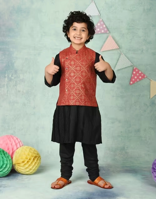 Matka Silk Printed Nehru Jacket