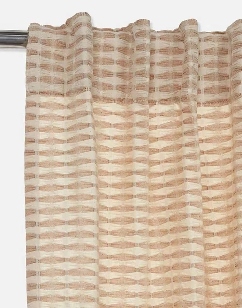 Beige Deepali Cotton Hand Woven Room Darkening Curtain | 1Pc