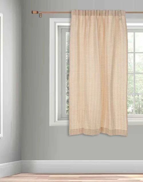 Beige Deepali Cotton Hand Woven Room Darkening Curtain | 1Pc