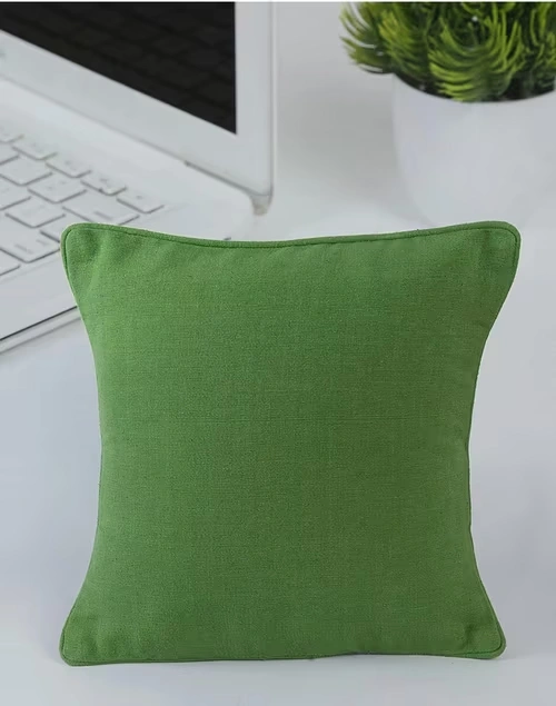 Green Cotton Woven Cushion Cover 40X40