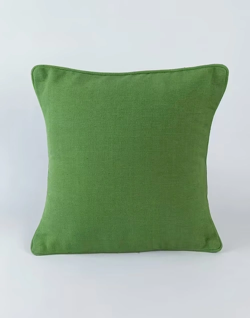 Green Cotton Woven Cushion Cover 40X40