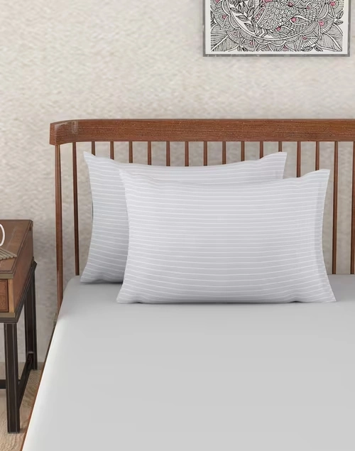 Grey Cotton Nile Stripe Pillow Cover Set Of 2