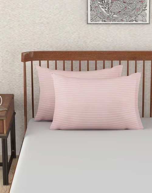 Pink Cotton Nile Stripe Pillow Cover Set Of 2