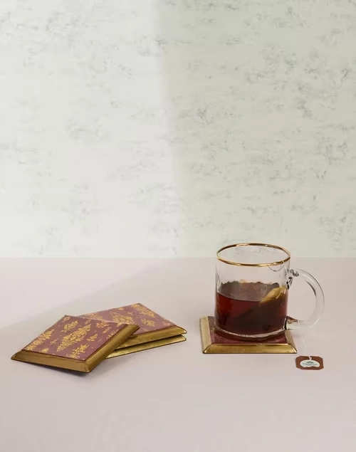 Red Ameera Metal Coaster Set Of 4