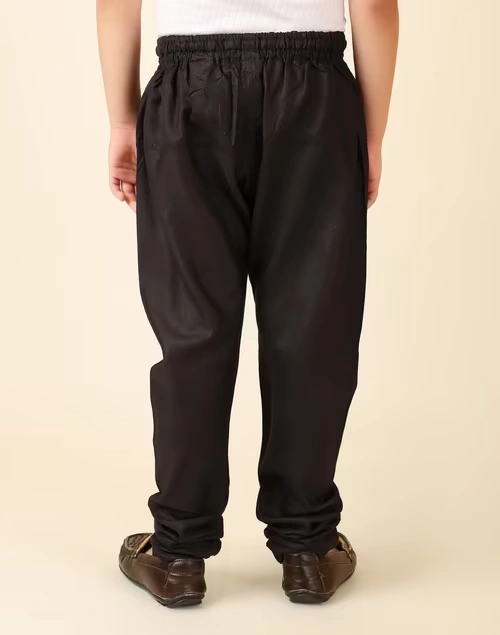 Black Viscose Silk Churidar With Elasticated Waistband & Drawstring 3 Black Viscose Silk Churidar With Elasticated Waistband & Drawstring