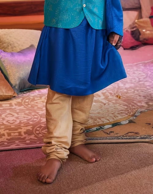 Beige Viscose Silk Churidar With Elasticated Waistband & Drawstring