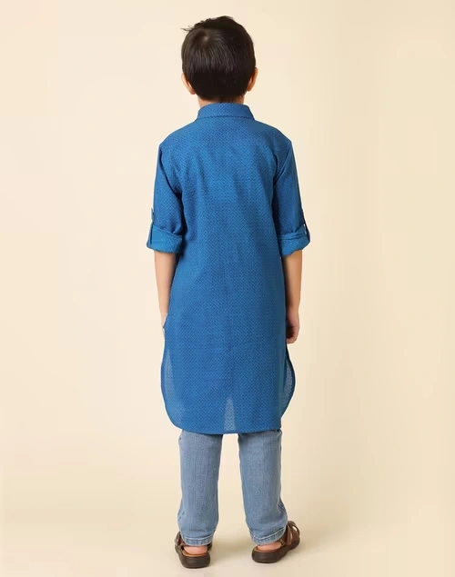 Navy Cotton Dobby Pathani