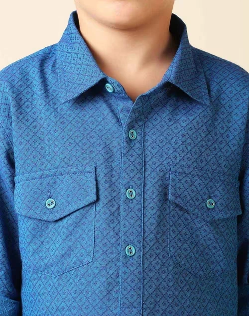 Navy Cotton Dobby Pathani