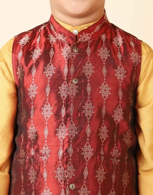 Maroon Brocade Geometric Jacket 4 Maroon Brocade Geometric Jacket