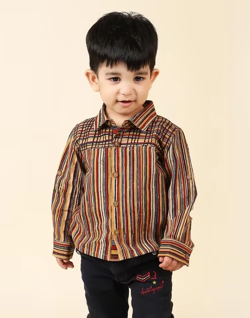 Maroon Cotton Printed Shirt