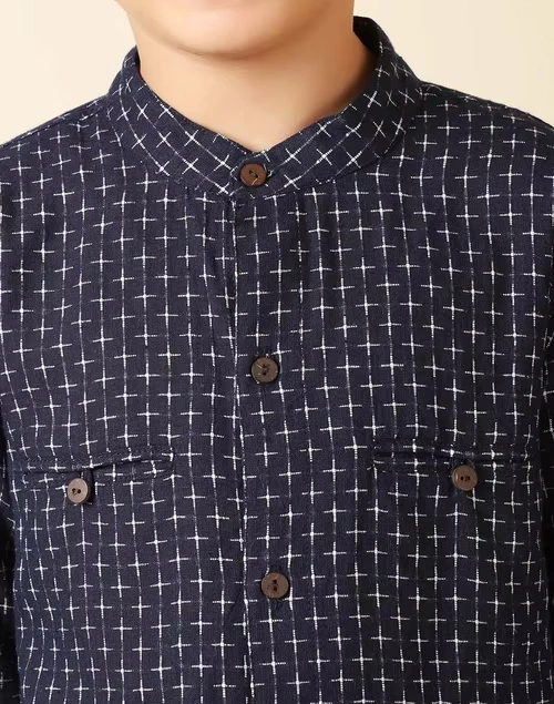 Blue Cotton Dobby Shirt