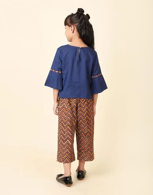 Blue Cotton Printed Pant Set