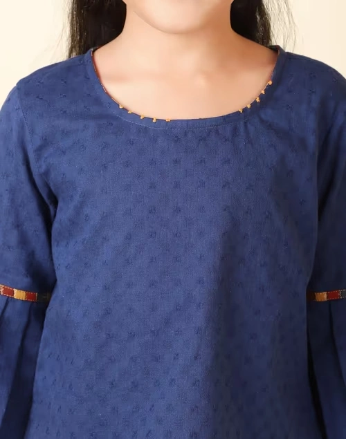 Blue Cotton Printed Pant Set