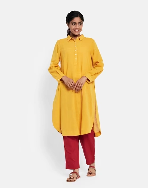 Cotton Woven Knee Length Kurta