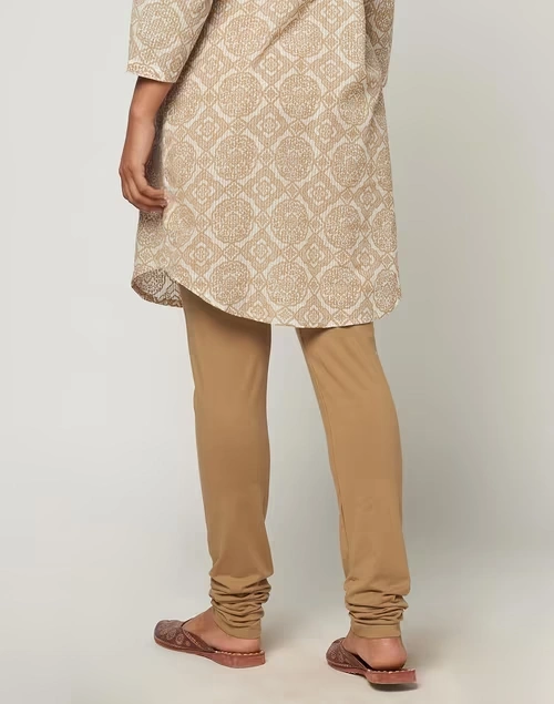 Beige Cotton Full Length Churidar