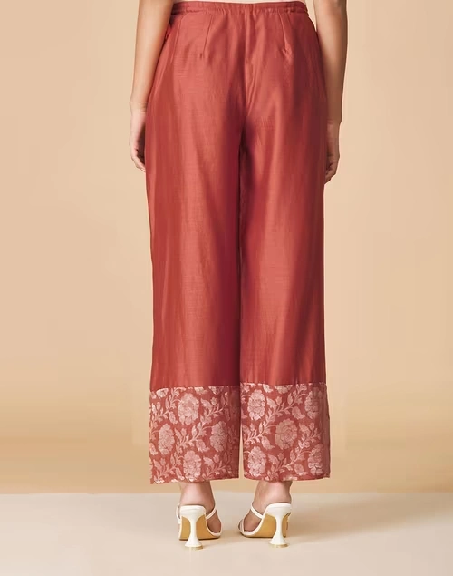 Orange Cotton Silk Embroidered Ijar Pant 3 Orange Cotton Silk Embroidered Ijar Pant