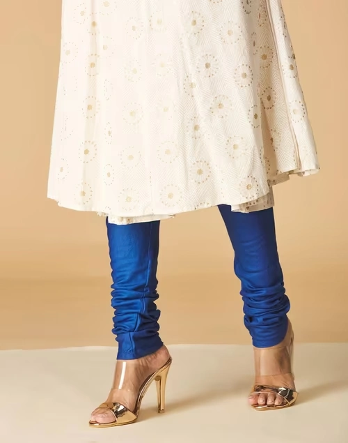 Blue Viscose Silk Ankle Length Churidar