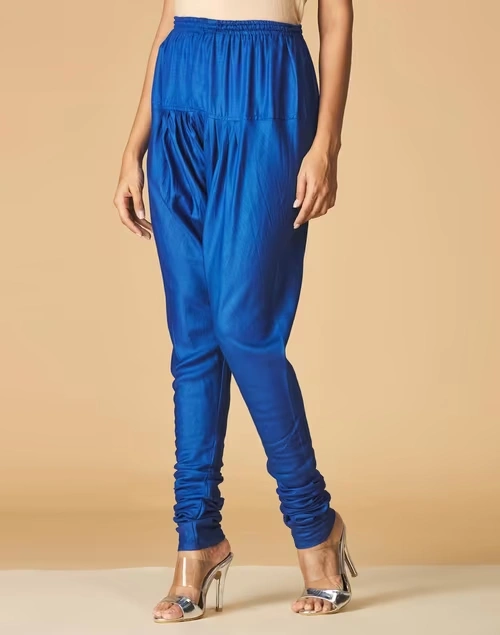 Blue Viscose Silk Ankle Length Churidar 3 Blue Viscose Silk Ankle Length Churidar