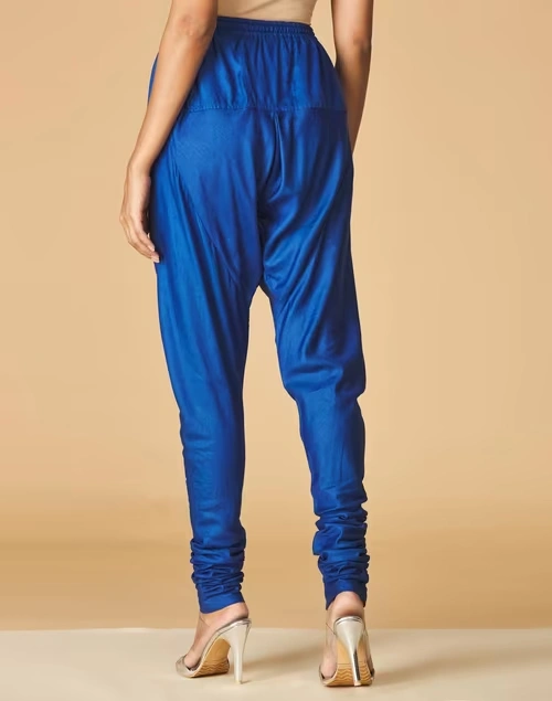 Blue Viscose Silk Ankle Length Churidar 4 Blue Viscose Silk Ankle Length Churidar