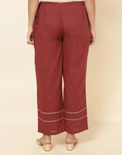 Maroon Cotton Embroidered Ijar Pant 3 Maroon Cotton Embroidered Ijar Pant