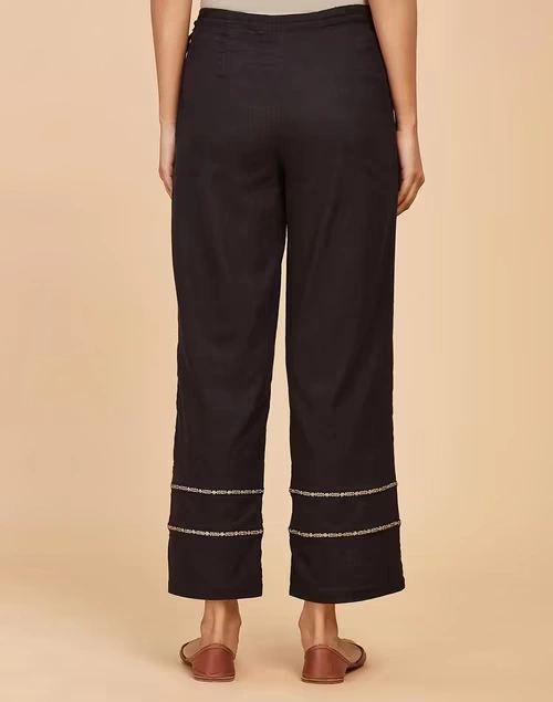Black Cotton Embroidered Ijar Pant 3 Black Cotton Embroidered Ijar Pant