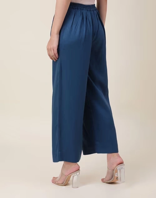 Teal Lyocell Twill Ankle Length Palazzo 3 Teal Lyocell Twill Ankle Length Palazzo