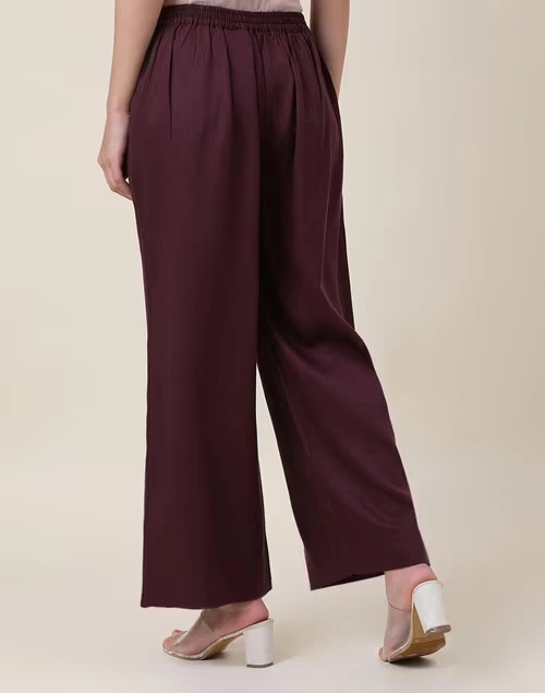 Wine Lyocell Ankle Length Palazzo