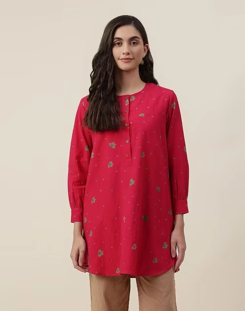Red Cotton Printed Tunic
