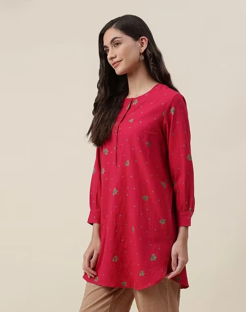 Red Cotton Printed Tunic