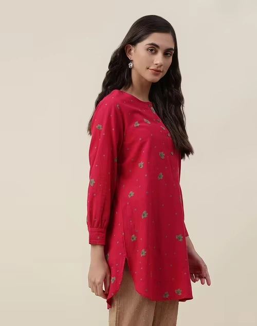 Red Cotton Printed Tunic 3 Red Cotton Printed Tunic