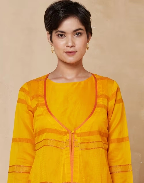 Cotton Silk Layered Long Kurta