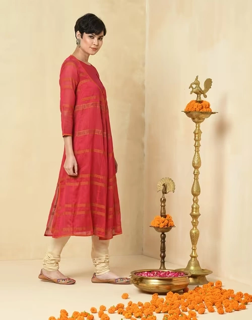 Cotton Silk Layered Long Kurta