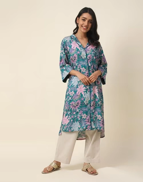 Green Modal Viscose Printed Tunic