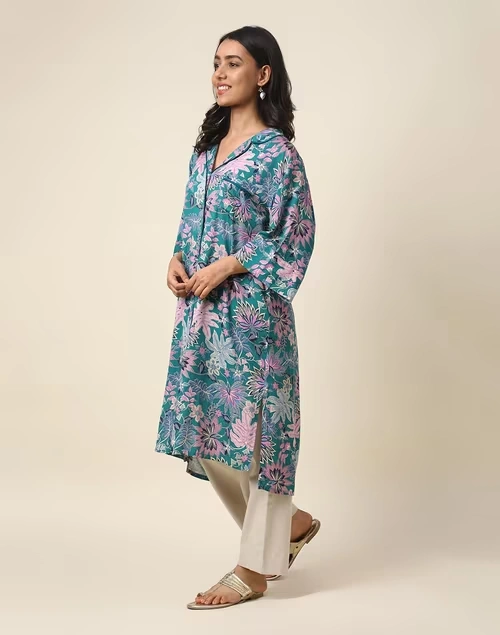 Green Modal Viscose Printed Tunic