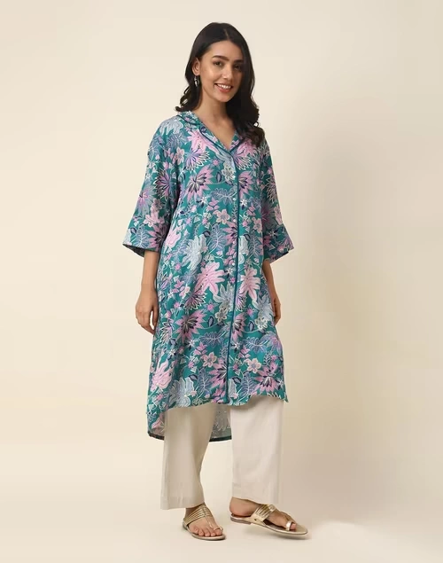 Green Modal Viscose Printed Tunic