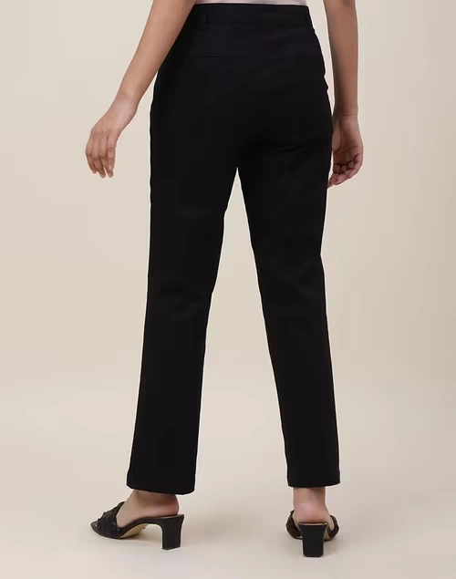 Black Cotton Blend Slim Fit Formal Pant 3 Black Cotton Blend Slim Fit Formal Pant