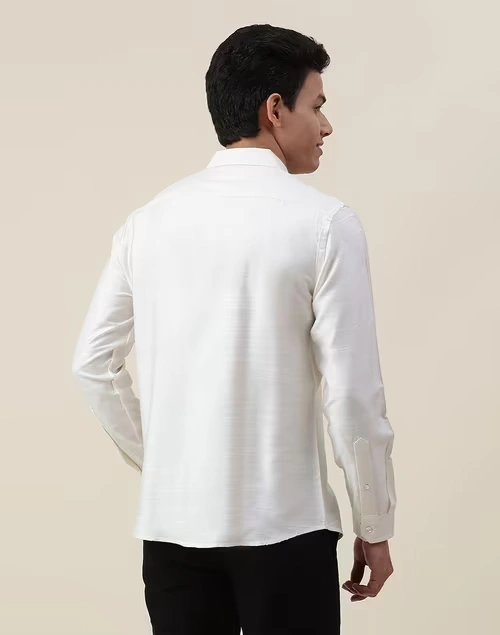Offwhite Viscose Silk Slim Fit Shirt 4 Offwhite Viscose Silk Slim Fit Shirt