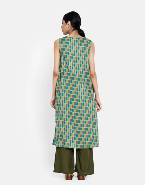 Cotton Printed Slim Fit Long Kurta